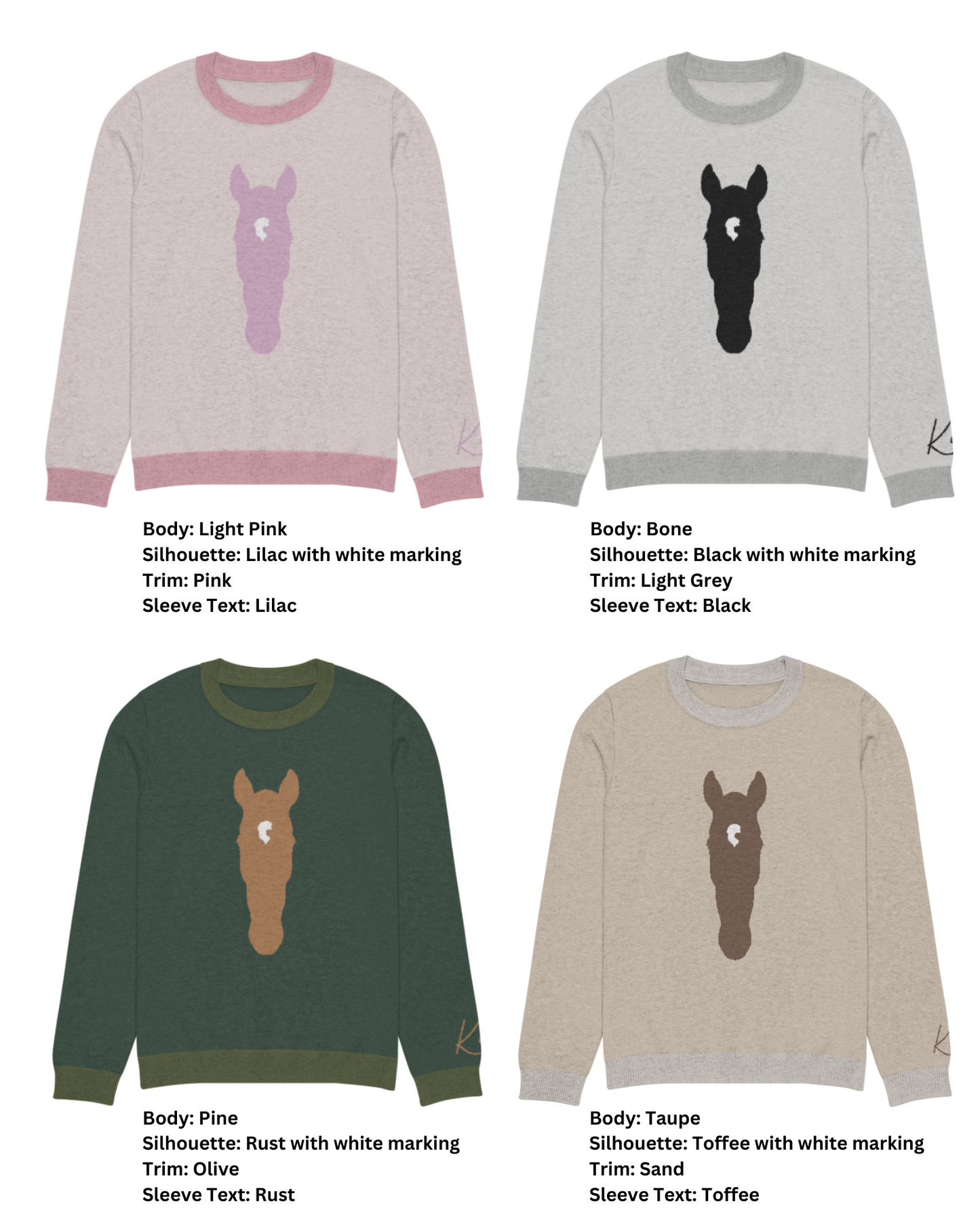 Custom Silhouette Knitted Crew Neck Sweater Kids Youth Adults