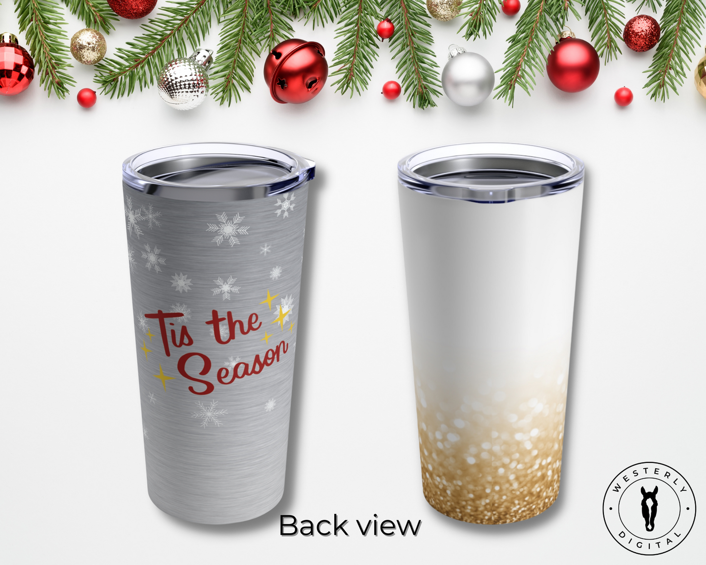 Custom Horse Portrait Christmas Vacuum Tumbler