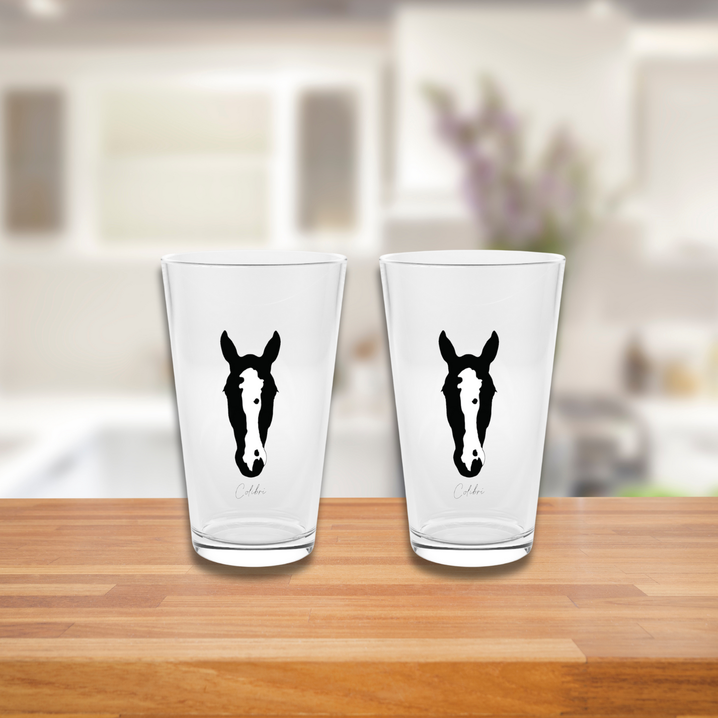 Custom Equestrian Silhouette Portrait Pint Glass